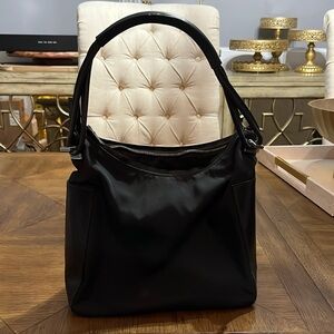 Authentic GUCCI Shoulder Bag Nylon Black with leather